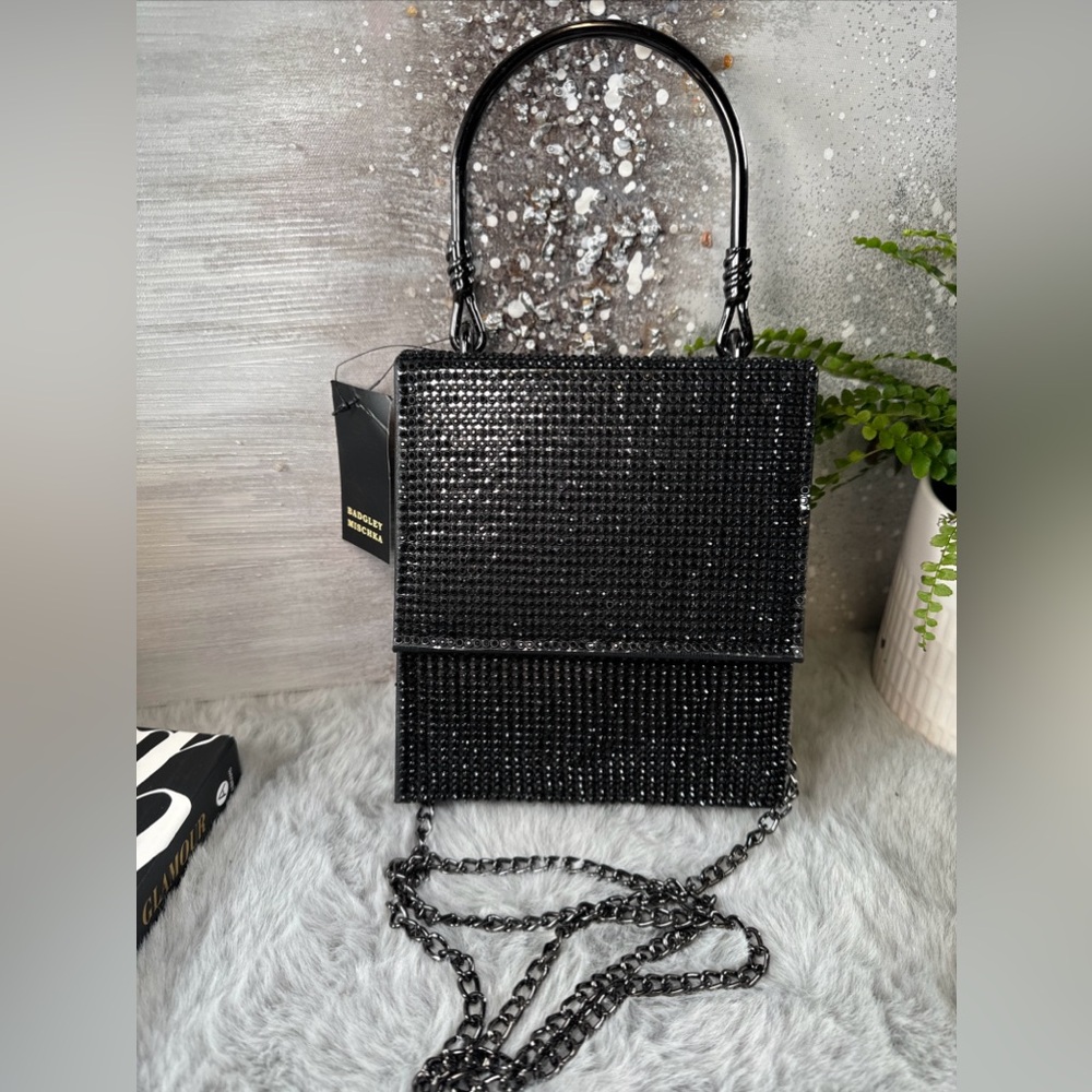 bagdley mischka black rhinestone crossbody bag BADGLEY MISCHKA Rhinestone Evenin